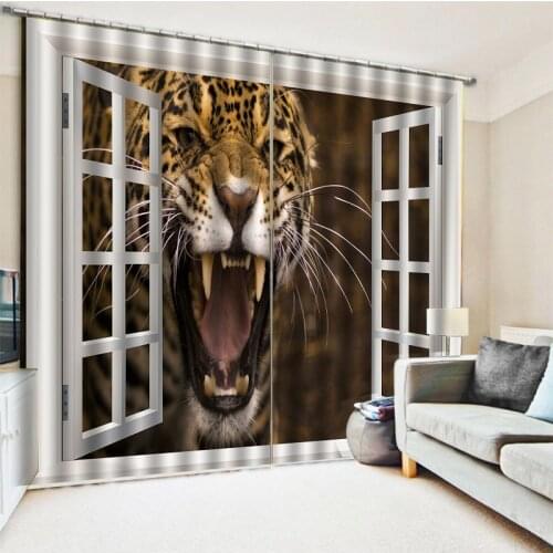 High quality custom 3d curtain fabric out window tiger curtains 3D Curtains for Living Room Bedding Room