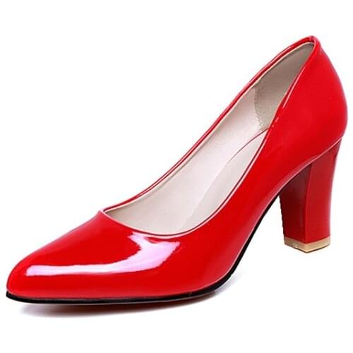 Big Size 9 10 11 12 13 14 15 16 ladies high heels women shoes woman pumps Pointed heavy-heeled single shoe