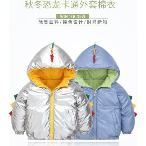 Winter clothes childrens cotton-padded jacket padded jacket middle small children cartoon dinosaur padded jacket, boy jacket