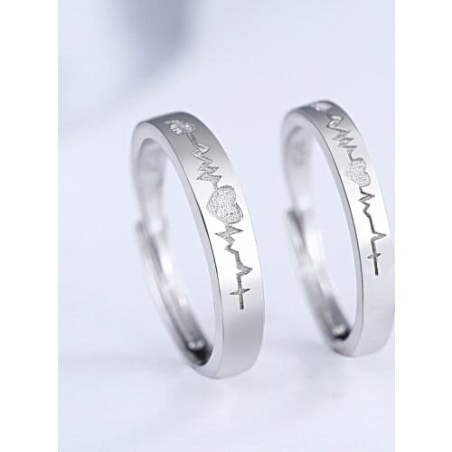 1pair 925 Sterling Silver couple Rings For Women Men Romantic adjustable rings for lover bague femme couple rings engament
