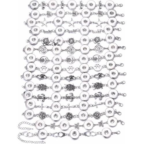 10Pcs/lot Mrs Win Snap Jewelry Wholesale Bracelet&Bangles bohemian Alloy dog paw 18mm Snap bracelet for women Wrist watches