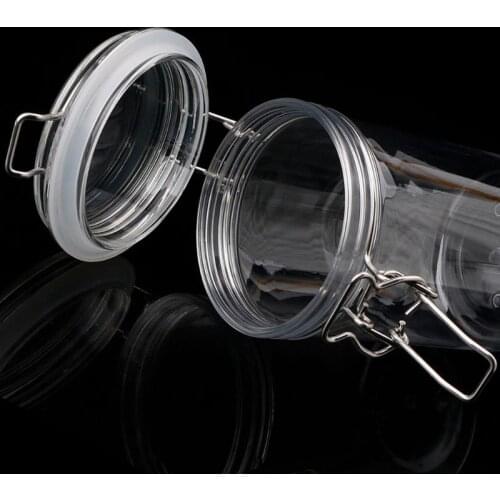 1500ML Plastic Round Clip Top Storage Jar With Airtight Seal Lid Food Container Tableware Preserving Kitchen Flour Pasta Spice