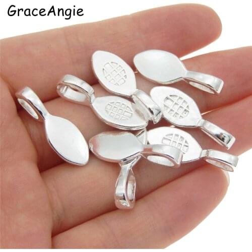 20pcs 25X19mm Oval Glue-on Flat Pad Bails Pad Tiles Pendant Bails Cabochon Setting Necklace Pendant Jewelry FindingsColor