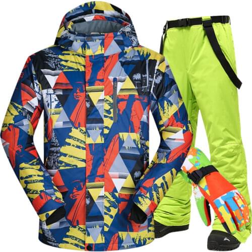2020 Ski Suit Men Winter Waterproof Windproof Thicken Warm Jacket And Pants Ski Touch Screen Gloves Snowboard Ski Jacket