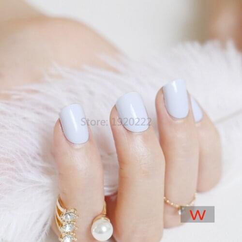 2020 24pcs hot fashion candy color cute nail finished fake nails short paragraph White W