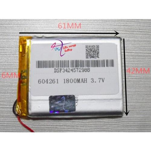 3.7V polymer lithium battery 604261 064261 MP4 MPG GPS MP3 Bluetooth small toys 1800mah