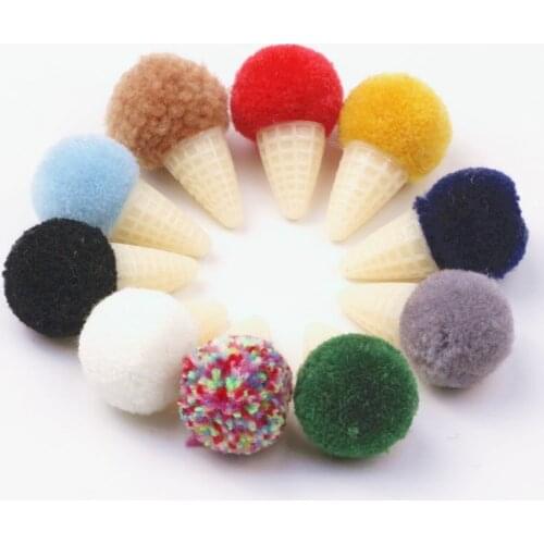 30pcs/lot Ice Cream Cone Beads Plush Hair Fur Ball DIY Necklace Pendant For Women Girl Earring Accessories Jewelry Making