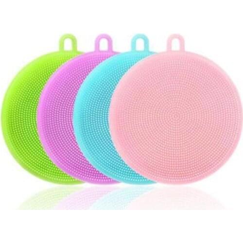 4pcs Cleaning Brushes Soft Silicone Dish Bowl Pot Pan Cleaning Sponges Scouring Pads Cooking Cleaning Tool Kitchen Accessories