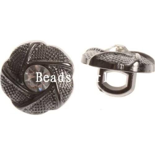 50 Pcs Gunmteal White Rhinestone Resin Flower Shank Buttons Scrapbooking Clothing Decoration Jewelry DIY 12 mm(W04810 X 1)