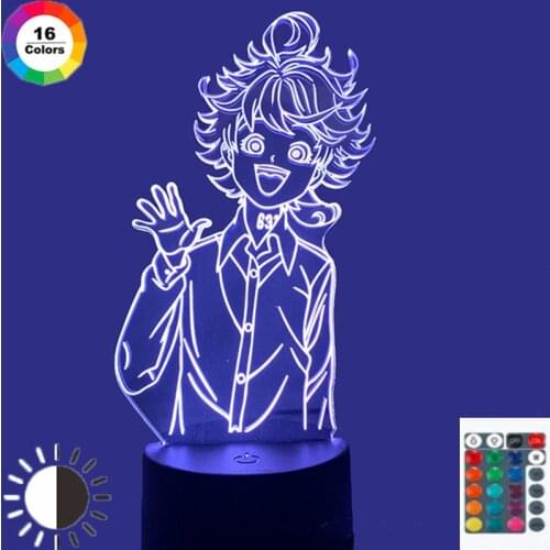 Anime Figurine The Promise Neverland Emma Luces Room Decor Manga Figure Quarto Decoration Setup Bleach Lamp Figuras Kids Gift