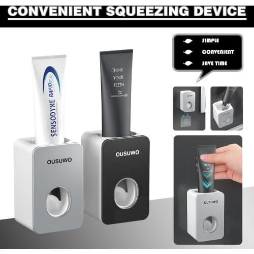2021 Automatic Toothpaste Dispenser Dust-Proof Toothbrush Holder Wheat Straw Wall Mounted Home Squeezer Bathroom accessories