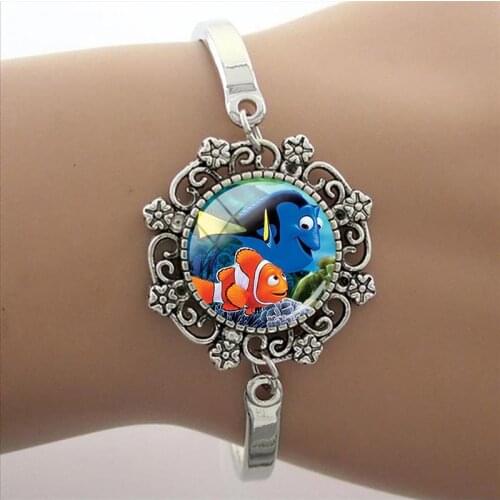 Disney Finding Nemo Bracelet Fish Photo Lace Glass Charm Bracelet Cabochon Dome Chain Bracelet