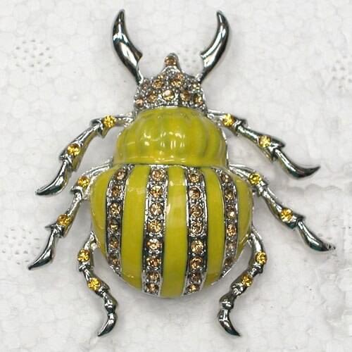 Rhinestone Enamel Beetle Pin brooches C643 G