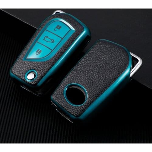 Tpu Car key Case For Toyota Yaris Reiz Carola Rav4 Folding Remote Fob Protector Cover 3 Button keychain Bag Holder Accessories