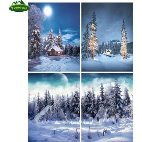 DIY 5D Diamond Painting by Number Winter Landscape Cross Stitch Diamond Embroidery Snow Scenery Picture Rhinestones Wall Decor