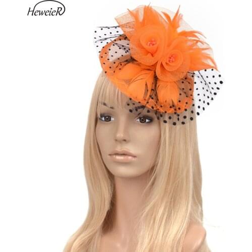 Lady Women Girls Bride Lace Feather Headwear Headdress Fascinators Hat Hair Hoop Clips Races Wedding Party Headband Hairband