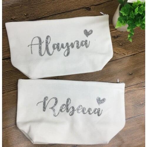 Free Shipping Customized logo colors bachelorette party favors Canvas make up bags personalized makeup bags bridesmaid gifts