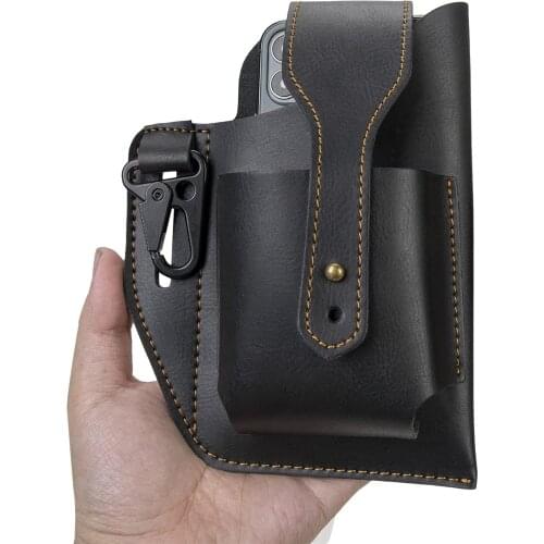 Leather Phone Holster for Men Belt, Leather Cell Phone Belt Holster, Leather Belt Pouch for Men Holster for iPhone 12 11 Pro