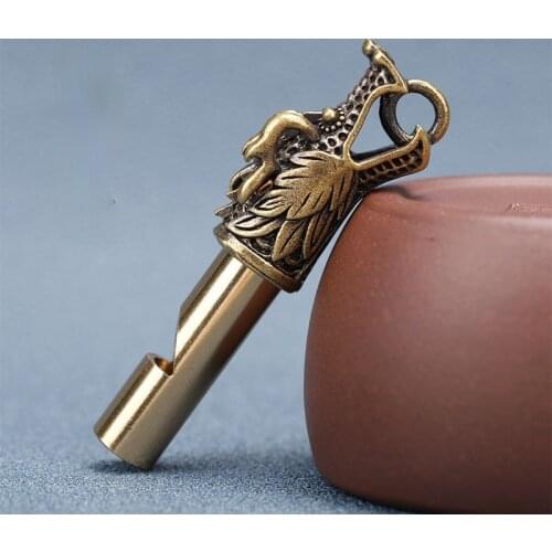 Brass Leading Whistle Outdoor Survival Referee Whistle Keychain Pendant Pure Copper Leading Whistle Metal Siren Whistle