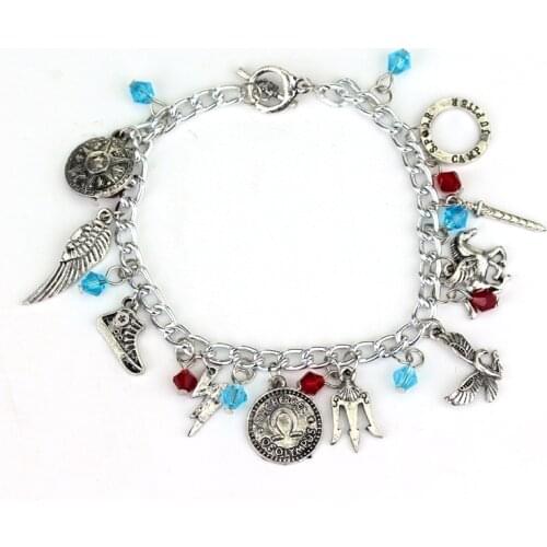 Hot Percy Jackson Crystal beads Pendent Bracelet Simple Vintage Movie Jewelry Fashion Hand catenary Women Girl Bracelet for gift