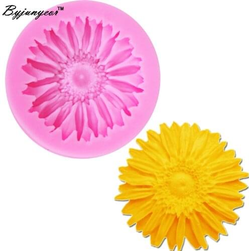 Byjunyeor M584 Epoxy UV Resin Fondant Cake Decoration Daisy Silicone MoldFlower Chocolate Mold Fondant Cake Decoration