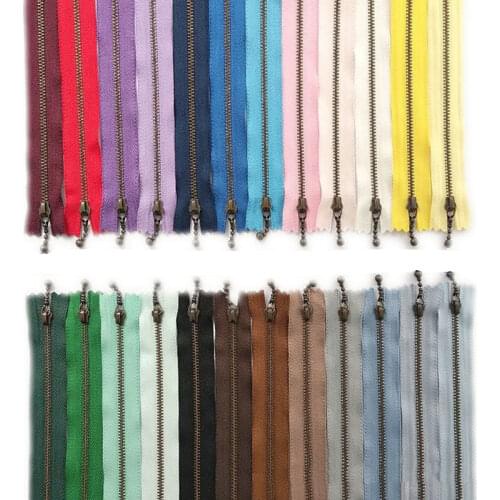 10PCS Metal Zippers 12/15/20cm 3# Close-end Zip Bronze for DIY Sewing Bags Jeans Shoes Clothing Tailor Craft Acessories