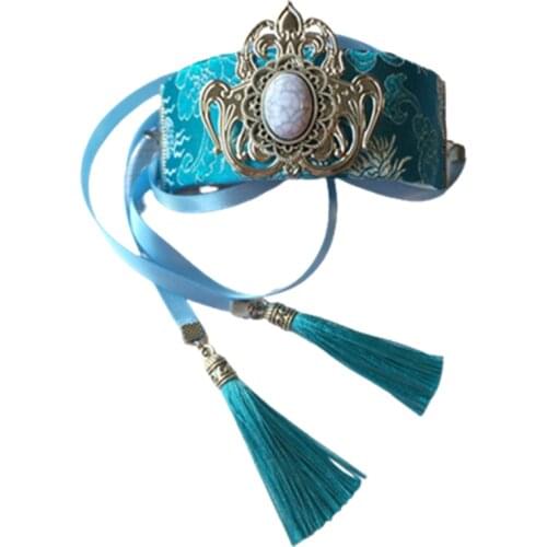 Blue Hair Crown For Men Headpiece Tassel Crown Princess Headwear Swordsman Hanfu Anime Cosplay