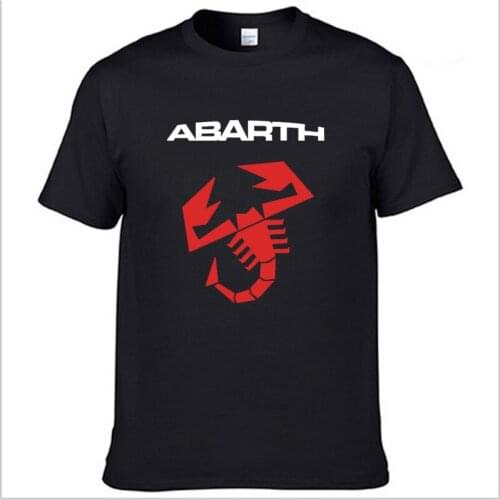 Mens Short Sleeve Abarth Car Logo T-shirt Summer casual male solid colour Cotton T shirts Fashion Hip Hop Harajuku Men Clothes