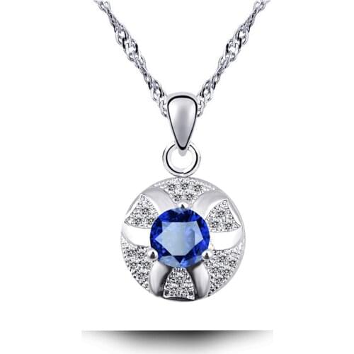 N097 AAA Zircon Round Clavicle Necklace Women Silver Color Jewelry 2017 Fashion Cubic Zirconia Necklaces Pendants
