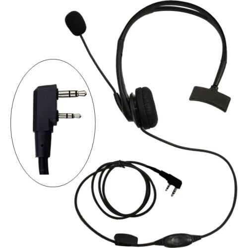 Over-the-Head Earpiece Headset Swivel Boom Microphone Noise Cancelling For Kenwood Walkie Talkie For Baofeng UV-5R Ham Radio