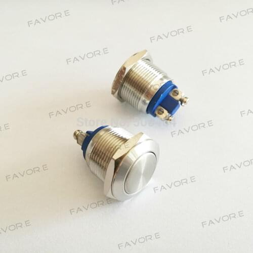 * Stainless steel metal waterproof 19mm IP65 Momentary Push Button Switch Flat round screw terminal