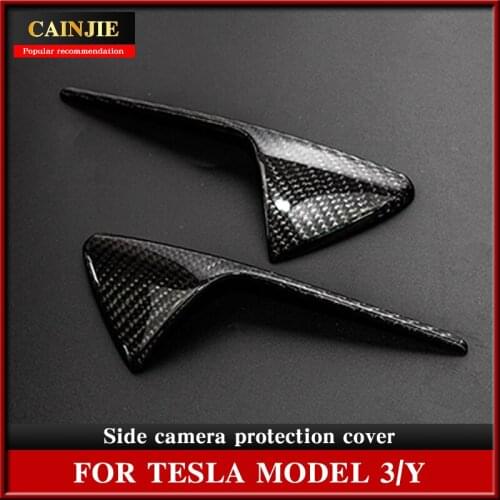 2020 New Side Camera Protective Cover For Tesla Model 3 S X Y Real Red Carbon Fiber Accessories Model3 Three 2Pcs/Set