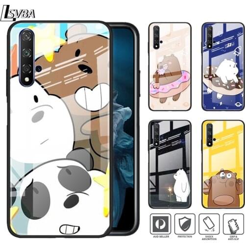 Hot Anime Cute Bear For Huawei Honor 30 20 10 9X 8X Lite Pro Plus Tempered Glass Shell Phone Case Cover