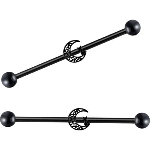 Industrial Barbell Earring for Women Black Cat 14G Industrial Bar Helix Cartilage Industrial Piercing Set Body Jewelry Ear