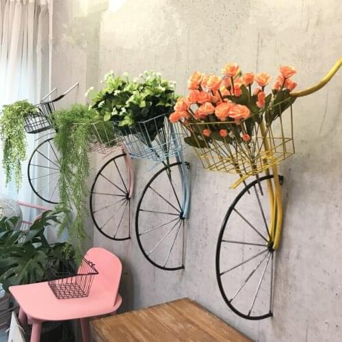 Retro Cycle Decor with Basket Wall Mounted Design Durable Long Lasting Easy to Operate for Home Coffee DIN889