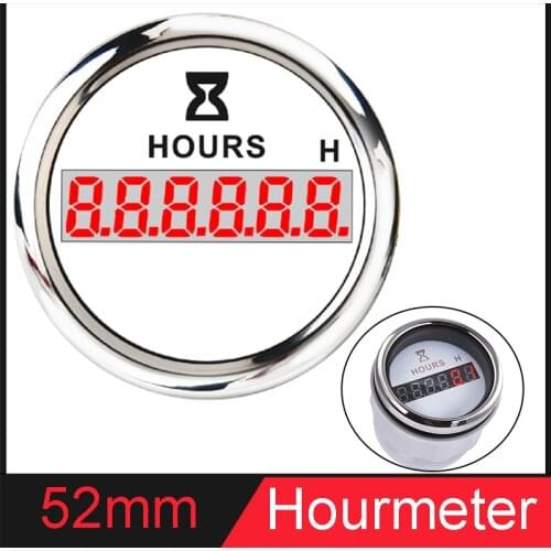 Automotive Instrument Hour Gauges 52mm Digital Hour Meters 0-99999.9H Display Waterproof Clock Gauge Hourmeter 9-32V