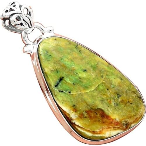 Lovegem SERAPHINITE OPALITE Pendant 925 Sterling Silver, 41 mm, AP2134