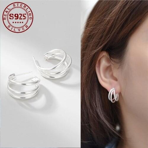 Earrings for Women Three Layers White Gold Plated Real 925 Sterling Silver Earrings Wedding Bride Women Earrings Jewelry