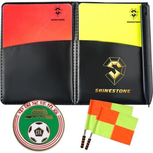 Shinestone New Sport Football Soccer Referee Wallet Notebook with Red Yellow Card Toss Coin Referee Flag