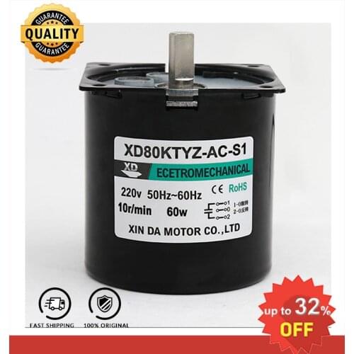 80KTYZ AC motor 220V 5rpm -110rpm motor micro slow speed machine 60W permanent magnet synchronous motor small motor