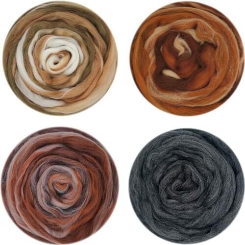 Blended Wool Roving 50g 4 Type Merino Mixed Fiber Hand Dyed Wool Top Art Wet Felting Supplies Needle Felting DIY Wool Roving (F)