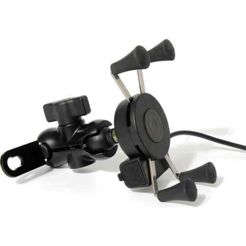 Universal Waterproof Bracket Motorcycle Motorbike Phone Holder Mirror Mount Clamp + USB Fast Charge Mobile Phone Accessories