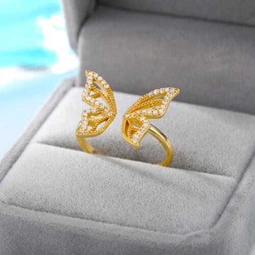 Vintage Boho Crystal Butterfly Rings For Women Zircon Butterfly Knuckle Finger Ring Wedding Party Couple Rings Jewelry Gifts