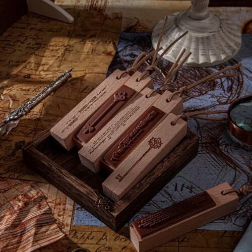 Yoofun Vintage Wood Stamps Da Vinci Password Key Rubber Stamp Set for Scrapbooking Journals Cards Decoration Embossing Craft