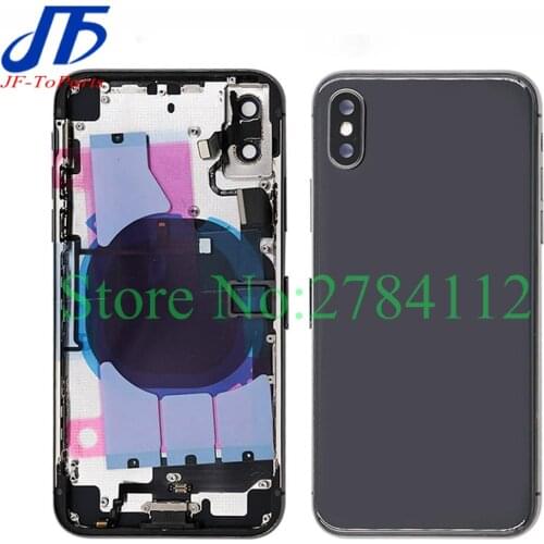 Replacement For IPhone XR XS MAX Back Full Housing Battery Rear Door Cover Middle Frame Chassis with Flex Cable Parts Assembly