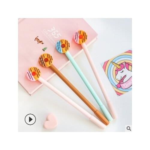 12 PCS/LOT zhongfan student doughnut stationery 0.5mm fresh pen gel pen
