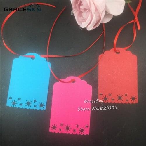 50X free shipping Laser Cut floret square design Paper Wish Card Hang Tag Message Card Wedding Favors Party Decoration Book Mark
