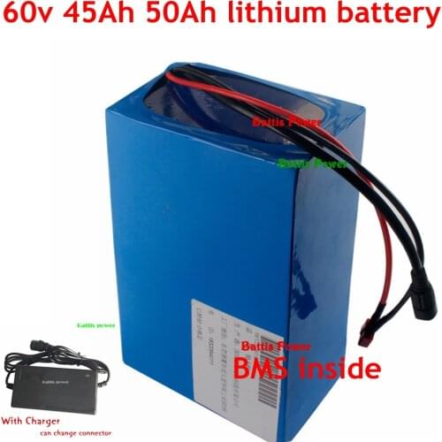 60V 50Ah battery 60v 45Ah lithium battery pack with 45A BMS rechargeable for Triangle electric bike energy storage+3A charger