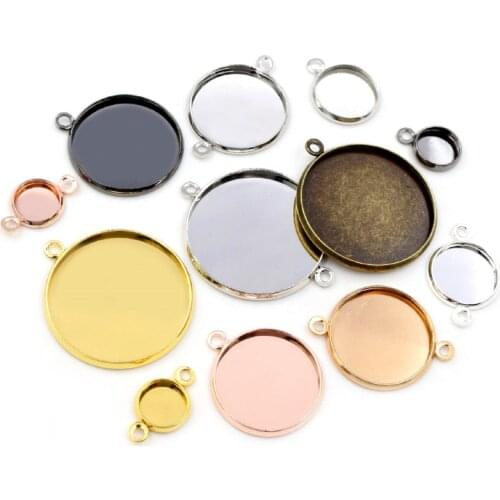 8-25mm Single/Double Loops Round Cabochon Base Tray Bezels Blank Setting Supplies For Jewelry Making Findings Bracelet Pendant