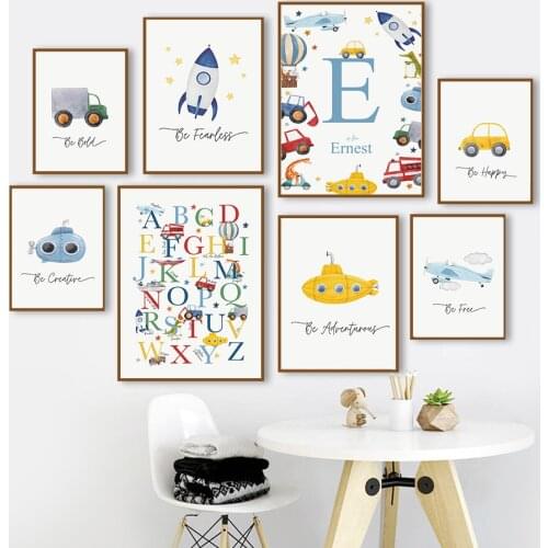 Name Custom Diamond Painting Rocket Airplane Fire Truck Alphabet Diamond Mosaic Cross Stitch Kits Embroidery Room Decoration